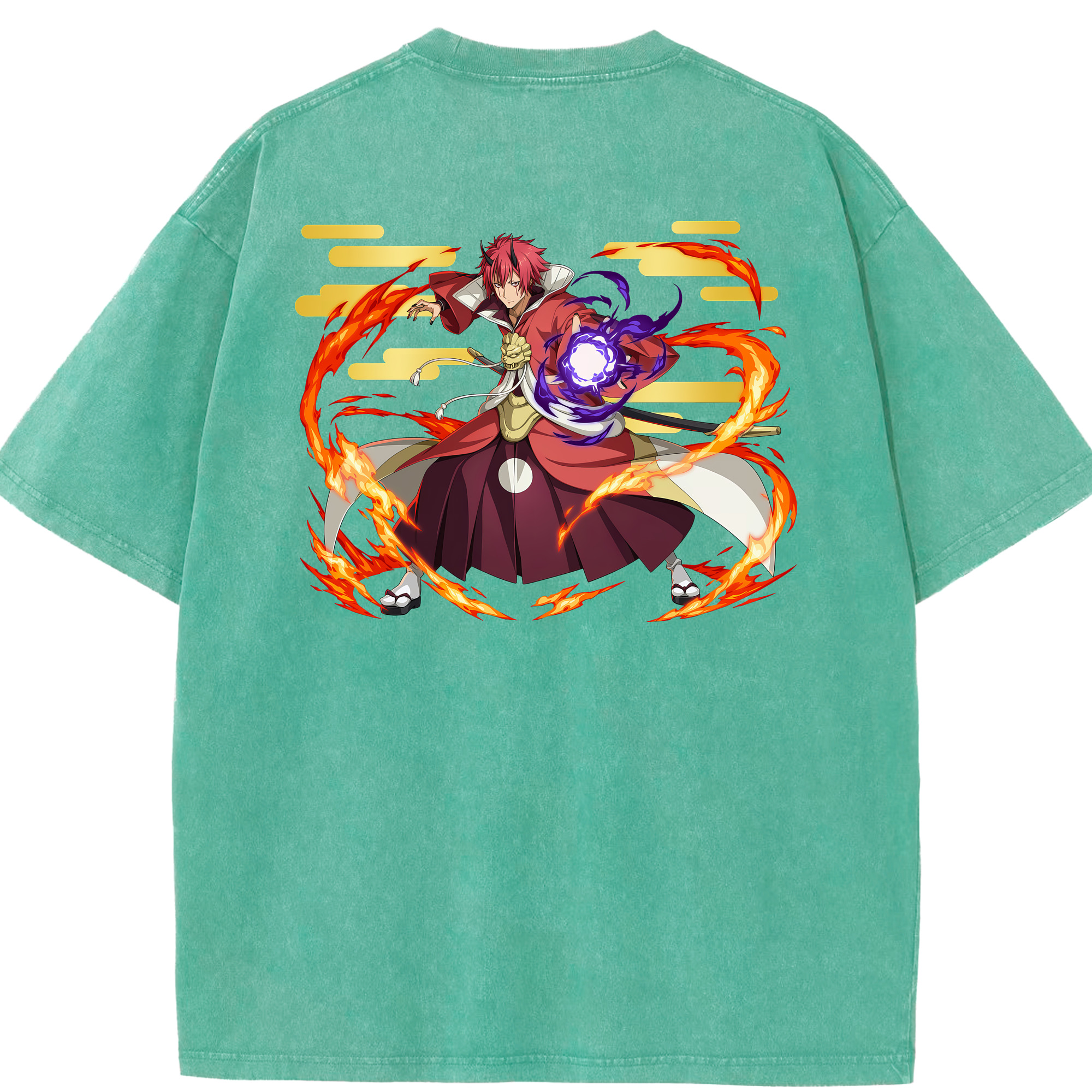 （画像用） 転スラ Regarding Reincarnated to Slime 綿100% ヴィンテージ風 半袖Tシャツ（背面プリント）